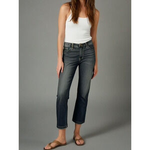 Lee Riders Women's Mid Rise Capri Stretch Denim Blue Dark Wash Size 28